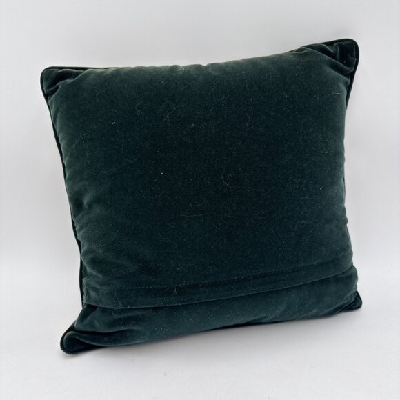 Vintage Imperial Elegance Wool Needlepoint Cats Throw Pillow Green Calico KItten - Picture 7 of 9